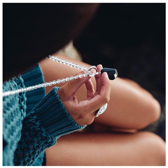 Clear Quartz Limitless Mala by Tiny Devotion Obsidian Silk Silver Tassles - Picture 3 of 8